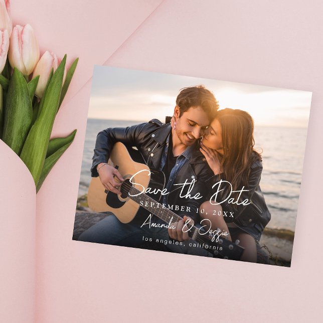 Flyer Foto de Orçamento - Escrita Manual H Salvar a Data (Criador carregado)