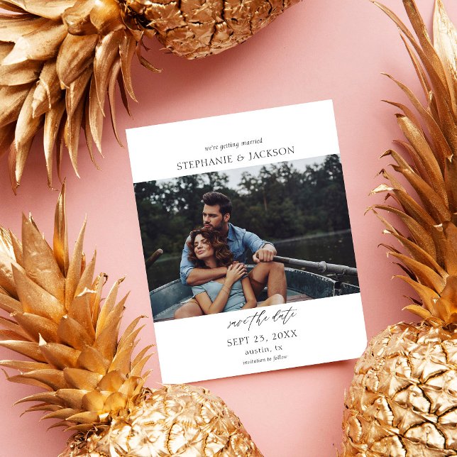 Flyer Foto de Orçamento Moderno H Pano Salvar Data (Criador carregado)