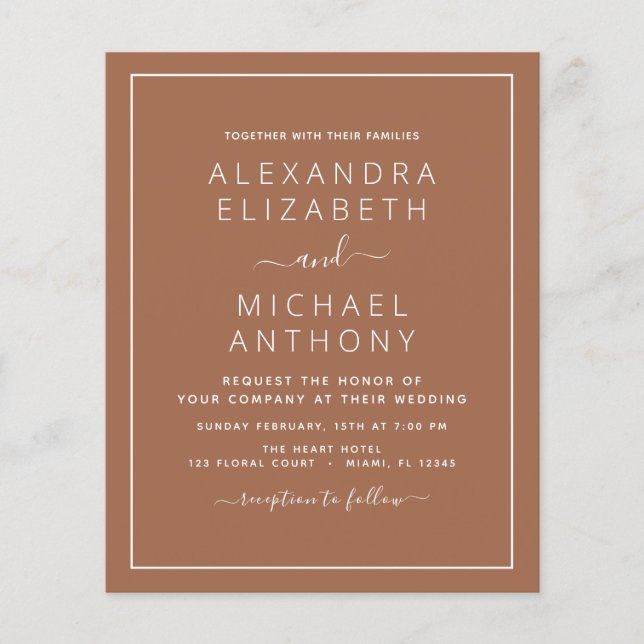 Flyer Foto de Orçamento Terracotta Boho Casamento Simple (Frente)