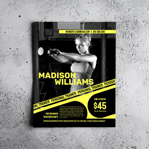 Flyer Foto de Personal Trainer Amarelo Brilhante Ousado
