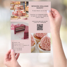 Flyer Foto de promoção de padaria Mídia social QR rosa