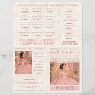 Flyer Foto de Quinceañera em Jornal Antigo para Salvar a
