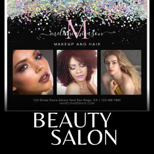 Flyer Foto do artista holográfico Glitter Makeup Black