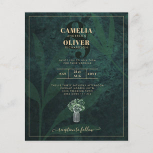 Flyer Foto do BUDGET Convite para Casamento Emerald GREE