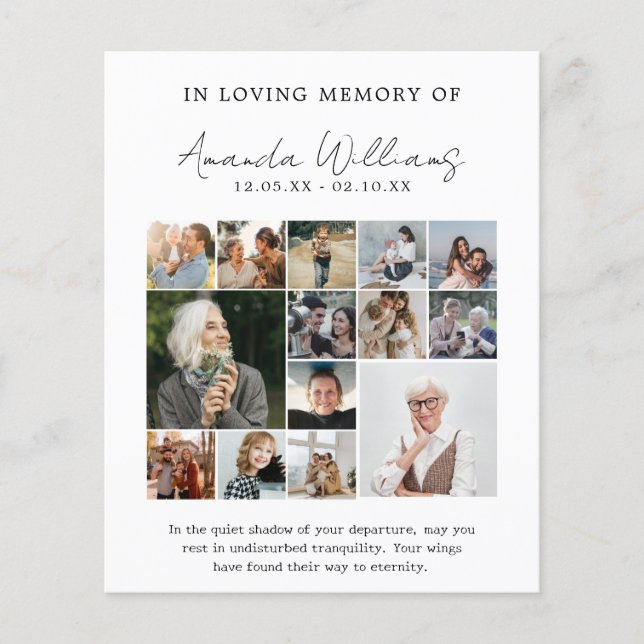 Flyer Foto do Funeral Memorial - 15 Foto Collage Prayer (Frente)