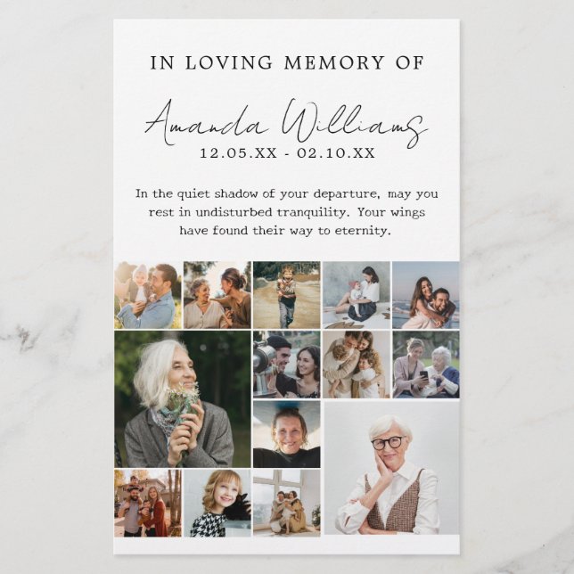 Flyer Foto do Funeral Memorial - 15 Foto Collage Prayer (Frente)