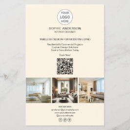 Flyer Foto do logotipo moderno QR Cream Professional Bus