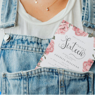 Flyer Foto Floral Cor-de-Rosa Moderna Pinta Suave 16 Ani