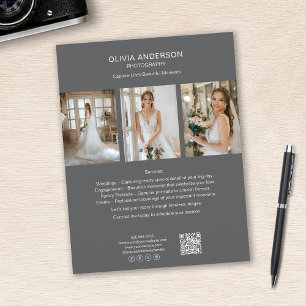 Flyer Foto Fotógrafo de Cinza de Mídia Social QR