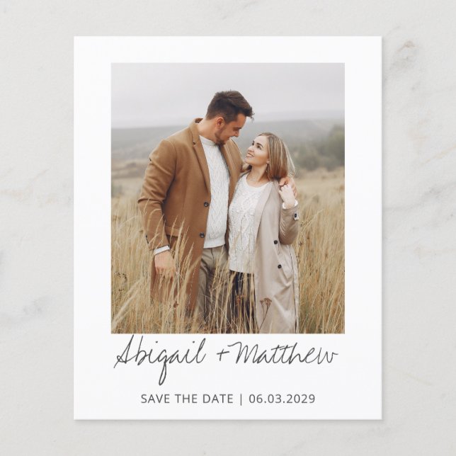 Flyer Foto Moderna Manuscrita Salvar O Convite De Data (Frente)