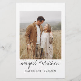 Flyer Foto Moderna Manuscrita Salvar O Convite De Data