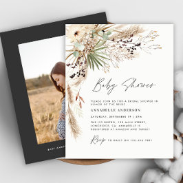 Flyer Foto negra moderna do chá de fraldas de orçamento