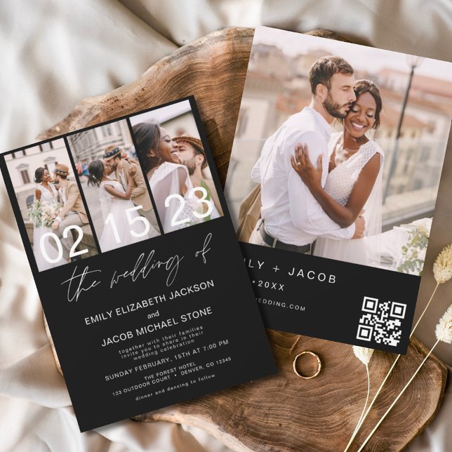 Flyer Foto Preta do Orçamento Código QR Casamento Convit (Criador carregado)