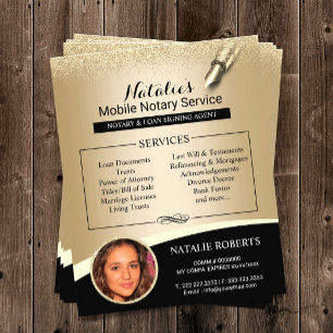 Flyer Foto Preta e Dourada do Agente de Assinatura de Em