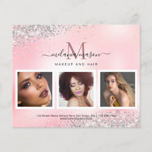 Flyer Foto Rosa Do Salão Do Artista Da Maquiagem De Lata