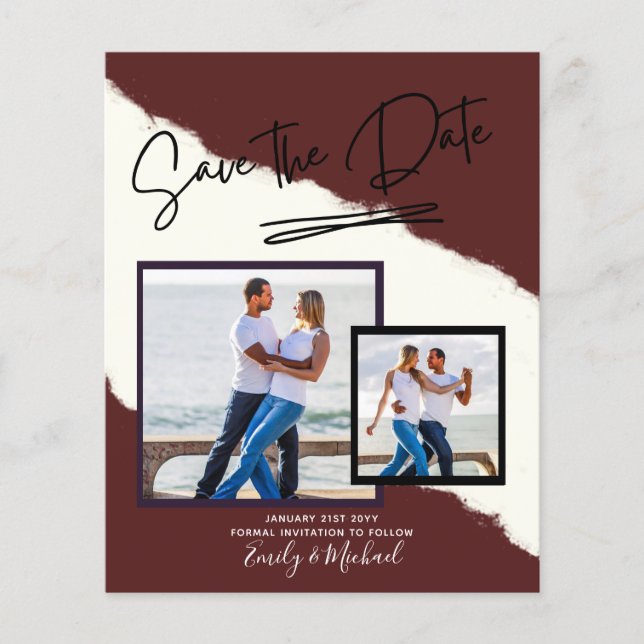 Flyer FOTO Salvar a data - Script manuscrito moderno (Frente)