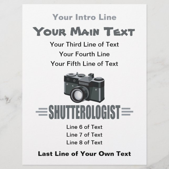 Flyer Fotografia engraçada Fotógrafo SHUTTEROLOGISTA (Frente)