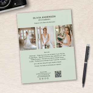 Flyer Fotógrafo Foto QR Mídia Social Negócios Verdes