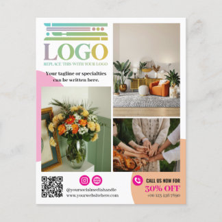 Flyer Fotos do Logotipo de Círculos Rosa e Bege Promocio