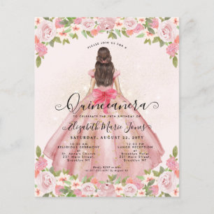 Flyer Fraca Floral Blush Rosa Dourada Princesa Quinceane