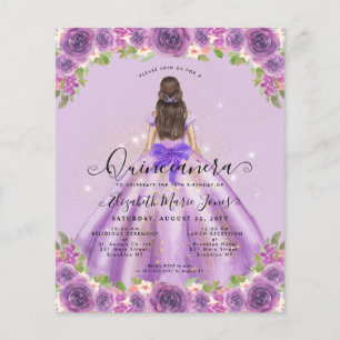 Flyer Fraca, Floral, Puro Princesa Quinceanera