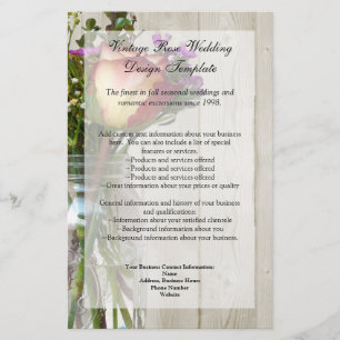 Flyer Frasco de pedreiro w/Rose e Wildflowers