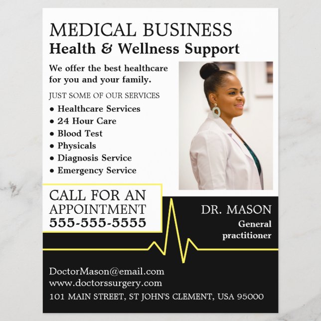 Flyer Frequência Cardíaca, Médico Geral, Enfermeira, Méd (Frente)