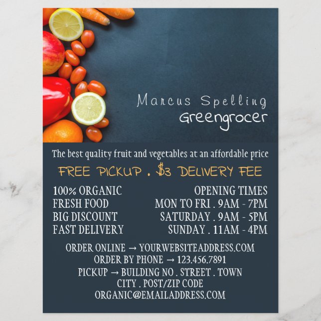 Flyer Frutas e legumes, Publicidade em Greengrocer (Frente)