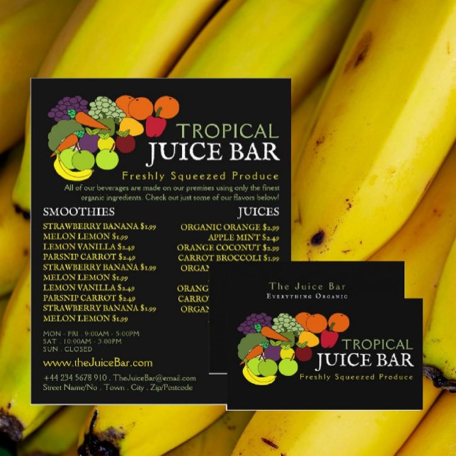 Flyer Frutas & Legumes, Publicidade de Barra de Suco (Criador carregado)