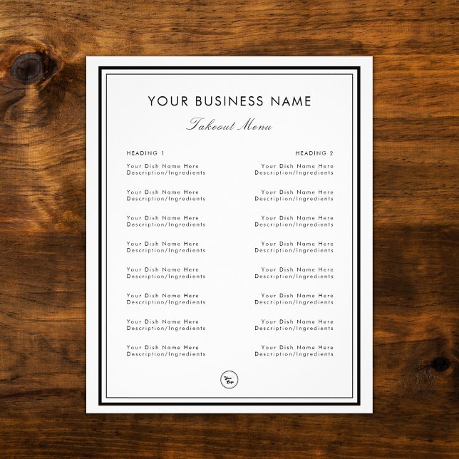 Flyer Fundo de Moldura Preto e Branco Restaurante Café p (Criador carregado)