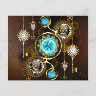 Flyer Fundo Rusty Steampunk com Lentes Turquesa