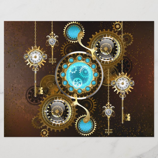 Flyer Fundo Rusty Steampunk com Lentes Turquesa (Frente)