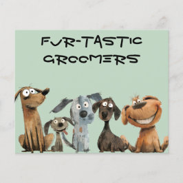 Flyer Funny Watercolor Dog Groomers Boutique QR Code