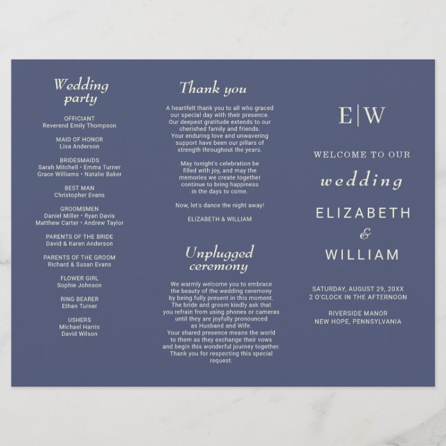 Flyer Futuro Simples Elegante com Casamento Monograma (Frente)
