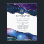 Flyer Galaxy Agate Bat Mitzvah Convite<br><div class="desc">Galaxy foil e glitter aglitter agate stone bat mitzvah convite personalizável para suas especificidades de evento. Por favor, note-se que este convite orçamental está no papel de folheto e é muito fino. Os envelopes não estão incluídos. Para convites mais espessos com envelopes incluídos e produtos correspondentes no mesmo tema, consulte...</div>