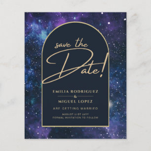 Flyer Galaxy Purple Blue Starry Night Casamento