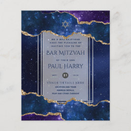 Flyer Galaxy Starry Night BAR MITZVAH Convite Marinho