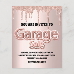 Flyer Garage Sale Rosa Blush Pó Glitter