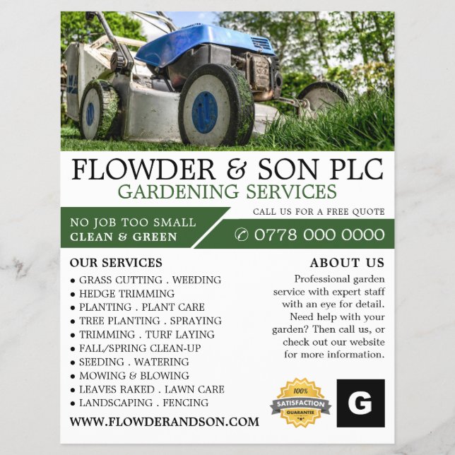 Flyer Garden Lawn-Mower, Garden Service, Horticulturista (Frente)
