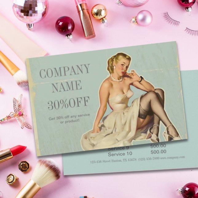 Flyer Garota da Moda Retrô Estilista Cabelereira Maquiad (Retro Fashion Girl Hair Stylist Makeup Artist Flyer)