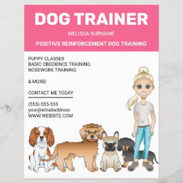 Flyer Garota Loira Com Cachorros Treinadora de Cães Pers
