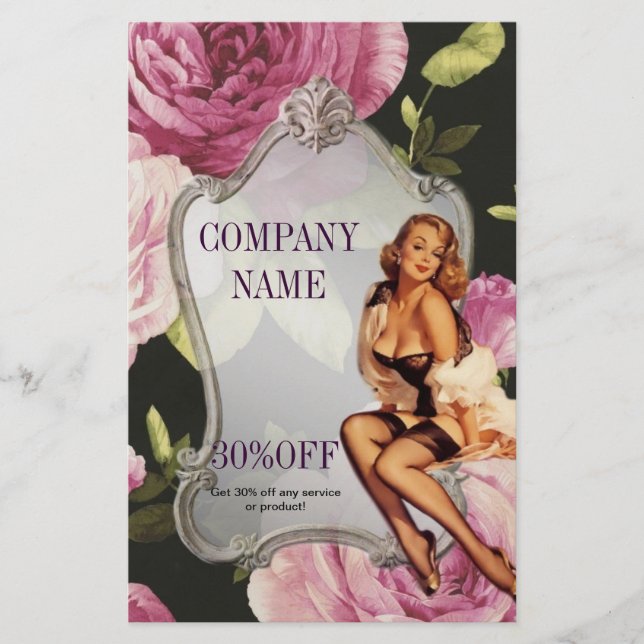 Flyer Garota Pin Up Cosmetologista Artista de maquiagem  (Frente)