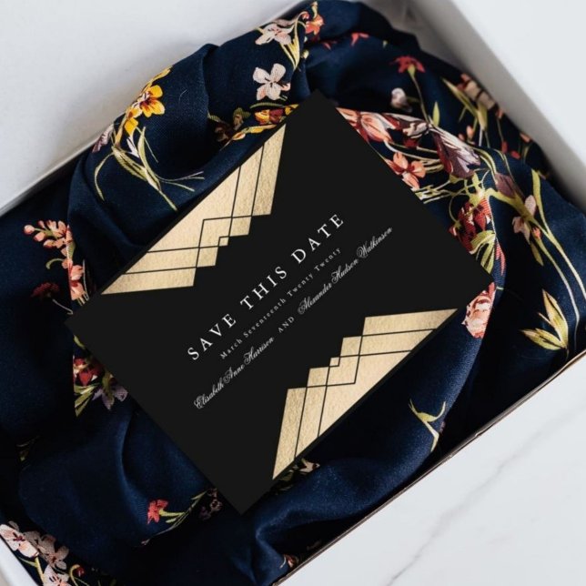 Flyer Gatsby Geométrico Preto Dourado salva o orçamento  (Criador carregado)