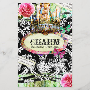 Flyer GC SHABBY Vintage Charm - Black Damask