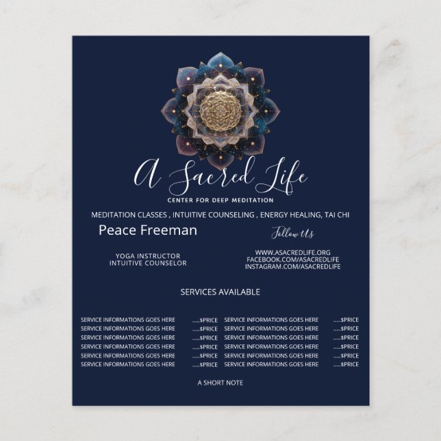 Flyer Geometria de Semente Estelar | Design de Mandala (Frente)