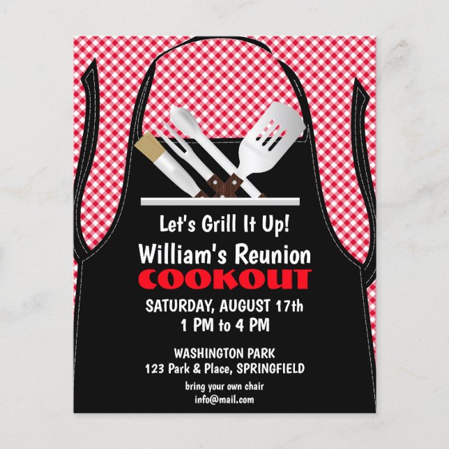 Flyer Gingham de Comida Rápida de Reunião de Cookout de  (Frente)