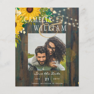 Flyer Girassóis Madeira Rústica FOTO Casamento Salvar a