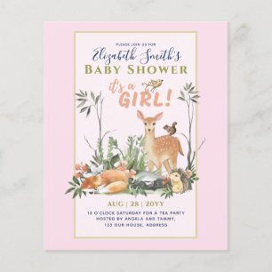 Flyer Girls Woodland Animal Forest CHÁ DE FRALDAS Invit