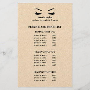 Flyer Glam COURO BEGE SERVIÇO DE SALÃO DE CÍLIOS