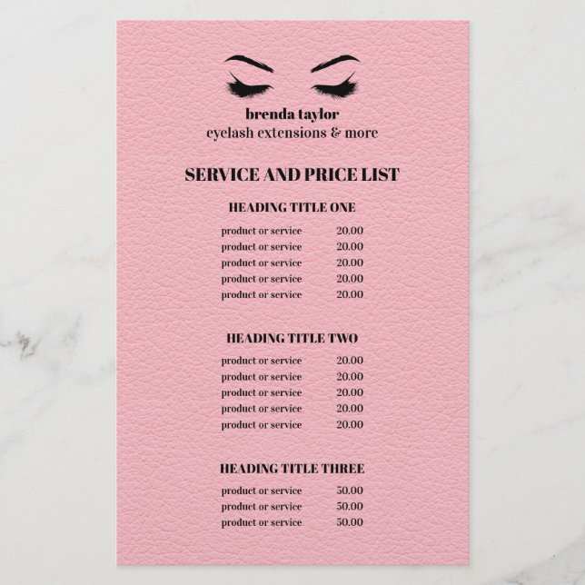 Flyer Glam COURO rosa  SERVIÇOS OFERECIDOS NO SALÃO DE C (Frente)